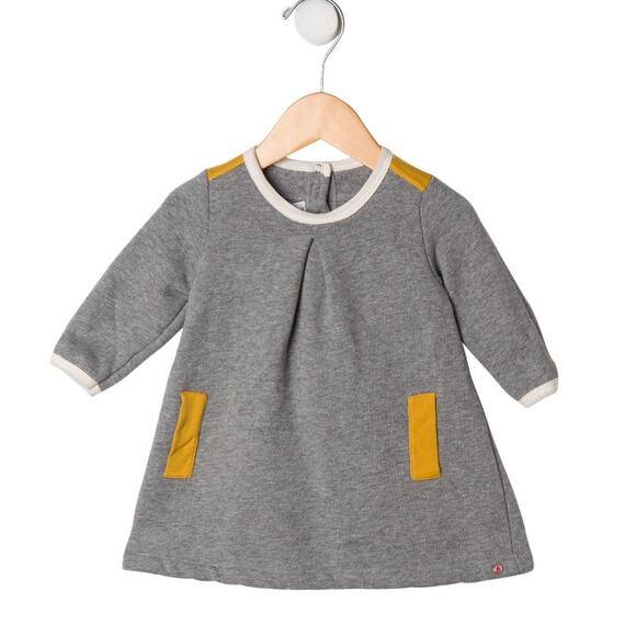 Petite Bateau Other - Petite Bateau ~ Sweet & Cosy ~ Sz 6 Months ~ Gray / Yellow Sweatshirt Dress